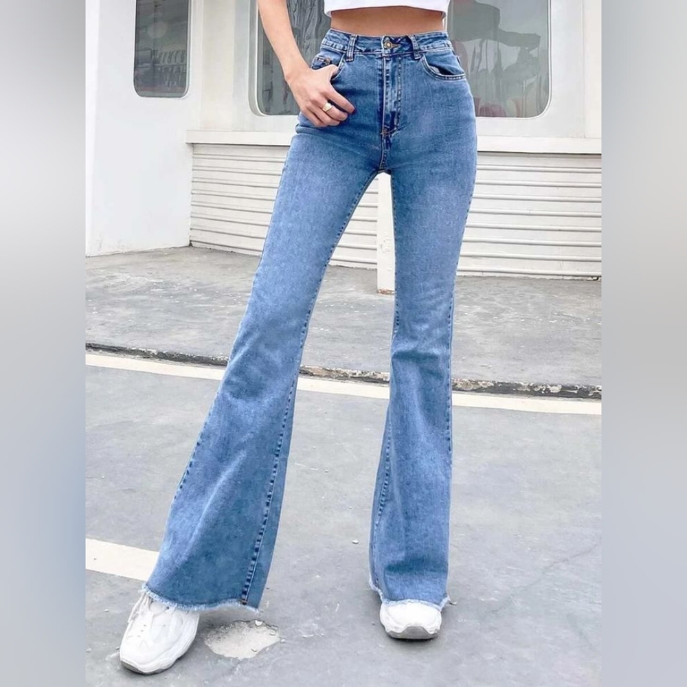 High-Waisted Blue Flare Jeans